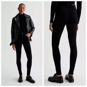 NEW AG Adriano Goldschmied The Farrah Skinny High Rise Jeans in Black Size 25 R
